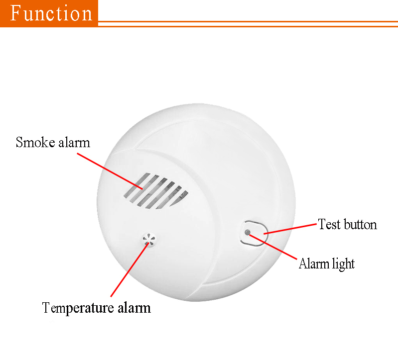 Fire Smoke Detector and Thermal Temperature Sensor Alarm Combination Home Independent or Wireless